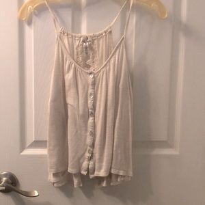 Button down tank top with lace back